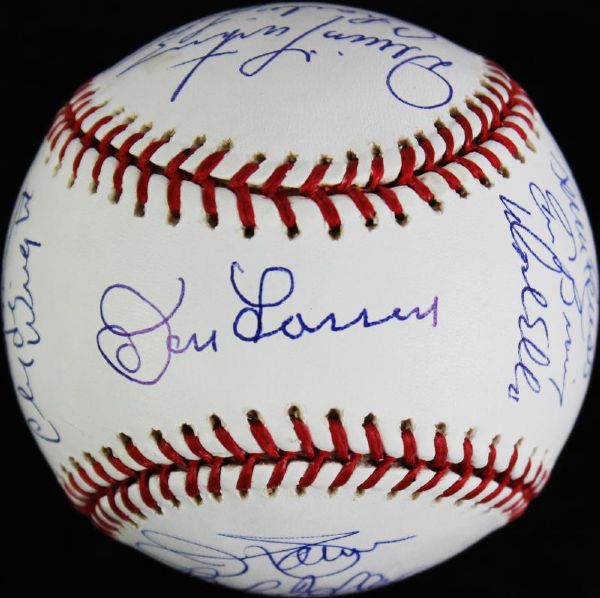 No Hitter Club: MINT Signed & Inscribed OML Baseball w/ 20 Perfect Game Pitchers, Larson, Palmer Etc. (PSA/DNA)