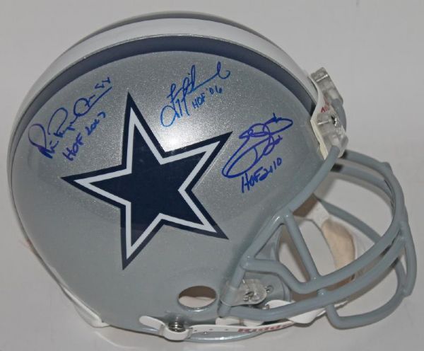 Cowboys Triplets: Emmitt Smith, Troy Aikman & Michael Irvin Signed Full-Sized PROLINE Helmet (PSA/DNA)