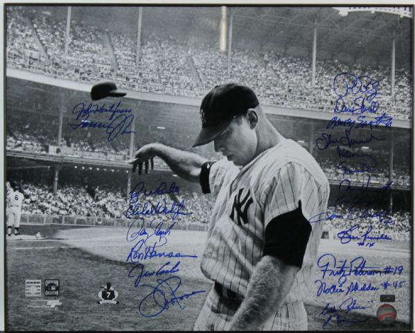 Mickey Mantle Teammates Multi-Signed 16" x 20" Photo w/ 21 Signatures (PSA/JSA Guaranteed)