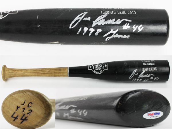 Jose Canseco Signed "1998 Gamer" Game Used Young Co. Baseball Bat (PSA/DNA)