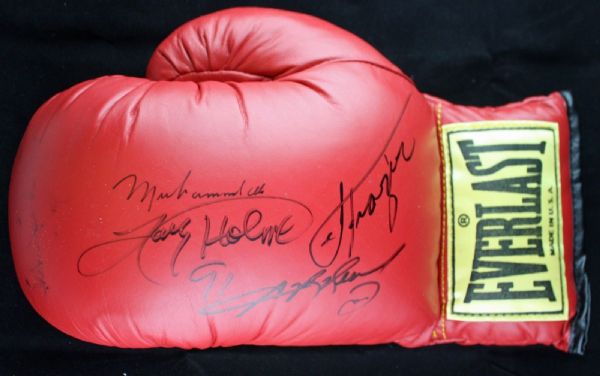 Muhammad Ali, Joe Frazier, Larry Holmes, Sugar Ray Leonard & Michael Spinks Signed Everlast Boxing Glove (JSA)