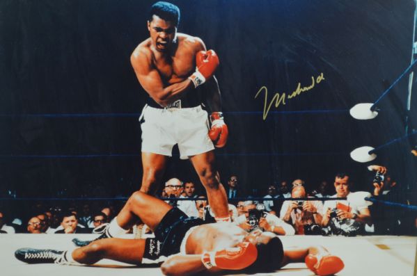 Muhammad Ali Signed Oversized 16" x 20" Iconic Photo "Over Liston" (JSA)