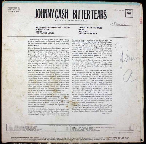 Johnny Cash Vintage Signed "Bitter Tears" Album (PSA/DNA)