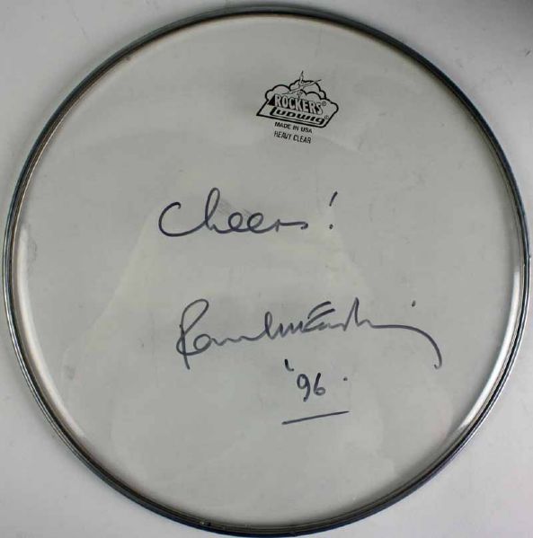 The Beatles: Paul McCartney Rare Signed 12" Drumhead w/ "Cheers" Inscription (PSA/DNA)
