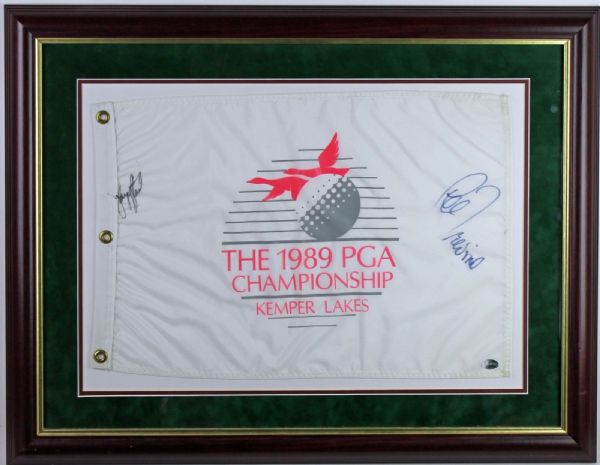 Payne Stewart & Lee Trevino Dual Signed 1989 PGA Championship Flag (PSA/DNA)