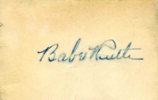 Babe Ruth Vintage 2.5" x 3.5" Ballpoint Signature (PSA/JSA Guaranteed)