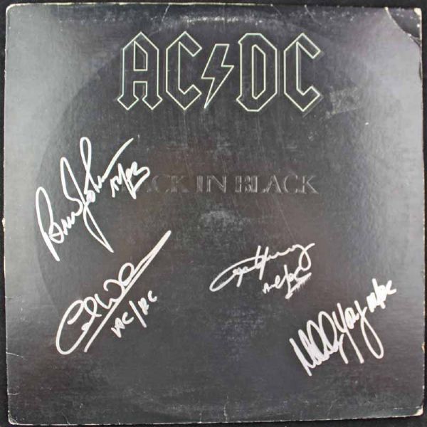 AC/DC Rare Group Signed Back in Black Album w/ 4 Signatures (JSA)