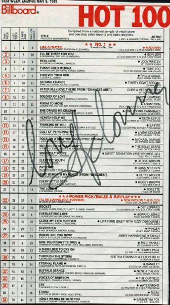 Madonna Rare Signed Hot 100 1989 Singles Chart (PSA/JSA Guaranteed)