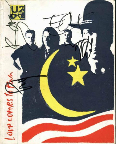 U2 Band Signed "Love Comes To Town" Program w/ 4 Signatures! (REAL/Epperson)