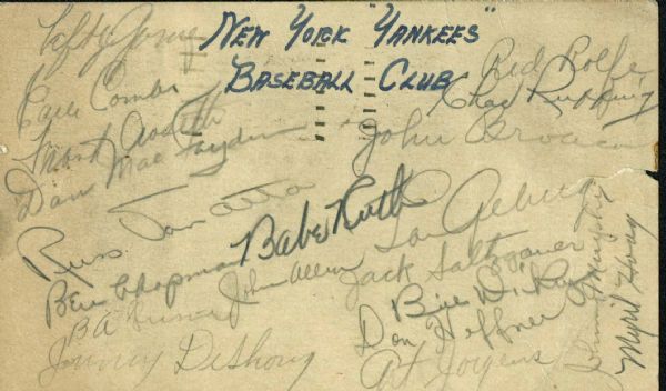1934 Yankees Ultra-Rare Team-Signed GPC w/ Ruth, Gehrig & Others (JSA)