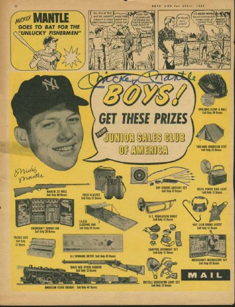 Mickey Mantle Signed 10" x 13" Vintage Advertisement (JSA)