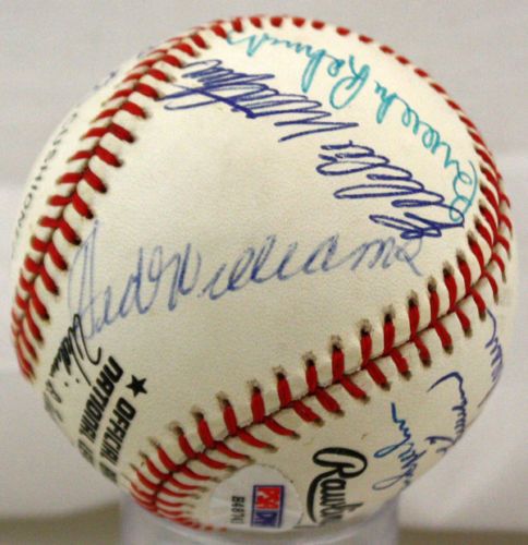 HOF Legends: Multi-Signed ONL Baseball w/ Williams, Drysdale & Others (PSA/DNA)