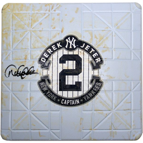 Derek Jeter Ultra-Rare Game Used & Signed Yankee Stadium Base from "Derek Jeter Day" (Steiner Sports)