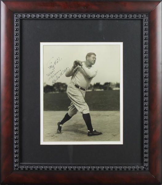 Babe Ruth Impressive Signed, Inscribed & Framed 8" x 10" B&W Photo (PSA/DNA & JSA)