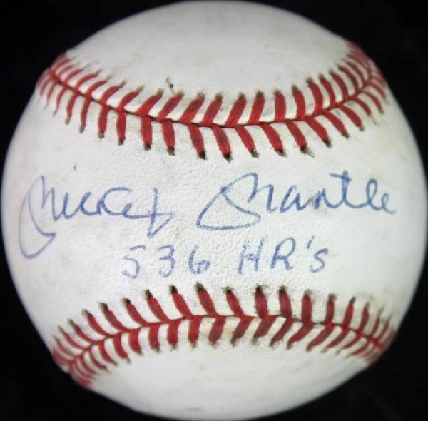 Mickey Mantle Signed OAL Baseball w/ Rare "536 HRs" Inscription (PSA/DNA & JSA)