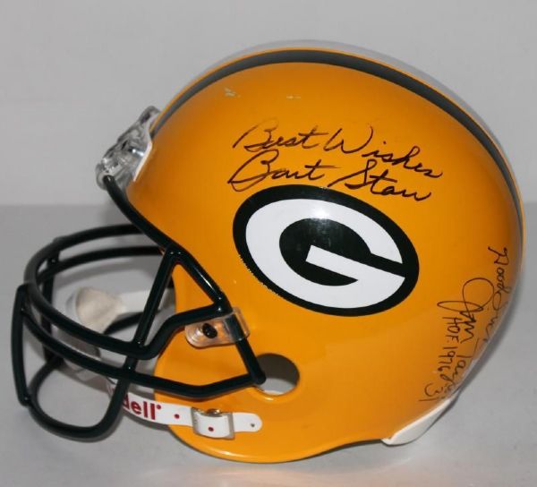 Packers Hall of Famers Multi-Signed Helmet w/ 8 Sigs including Bart Starr! (JSA)