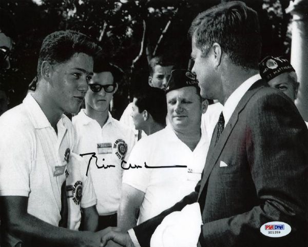 Bill Clinton Beautiful Signed 8" x 10" B&W Photo of 1963 Meeting with John F. Kennedy! (PSA/DNA)
