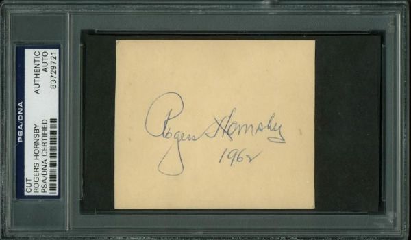 Rogers Hornsby Signed 3" x 3.5" Card w/ "1962" Inscription (PSA/DNA Encapsulated)