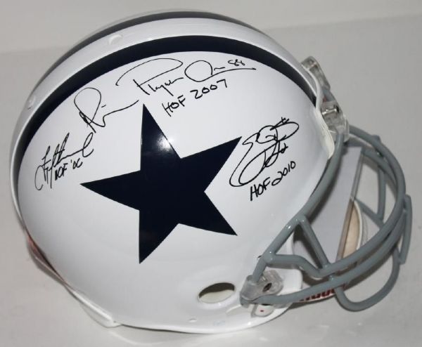The Big Three: Aikman, Smith & Irvin Signed & Inscribed Cowboys PROLINE Helmet (PSA/DNA)