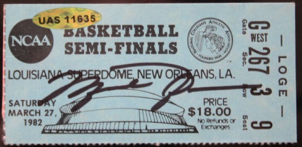Michael Jordan Scarce Signed 1982 NCAA Semi Finals Ticket (UDA)