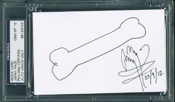 Led Zeppelin: Jimmy Page Hand Drawn & Signed Sketch - PSA/DNA Graded GEM MINT 10!