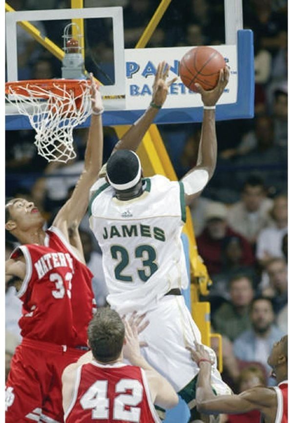 Lebron James Game used St. Vincent-St. Mary Irish High School Jersey (MEARS)