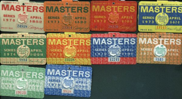 The Masters: Rare Complete Set of Badges from 1970-1999 w/Nicklaus & Woods Victory Years!