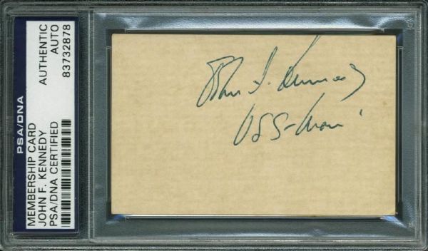 John F. Kennedy Signed Young Democrats Membership Card (PSA/DNA Encapsulated)