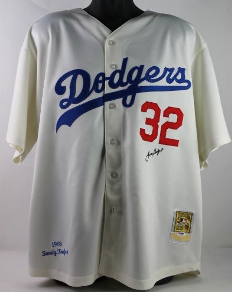 Sandy Koufax Signed 1958 Mitchell & Ness Brooklyn Dodgers Vintage Model Jersey (PSA/DNA)