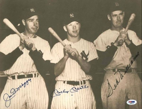 Mantle, DiMaggio &  Williams Rare Signed 11" x 14" Large Format Photograph (PSA/DNA)