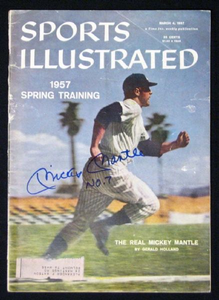 Mickey Mantle Signed March 1957 Sports Illustrated Magazine (PSA/DNA)
