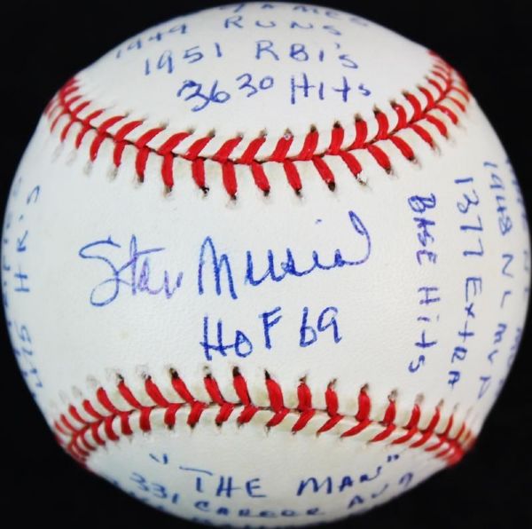 Stan Musial Signed ONL "Stat" Baseball w/ 20 Handwritten Inscriptions! (PSA/DNA & RJ COA)