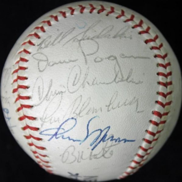 1974 New York Yankees Team Signed Baseball with STRONG Munson Sig! (21 Sigs)(JSA)
