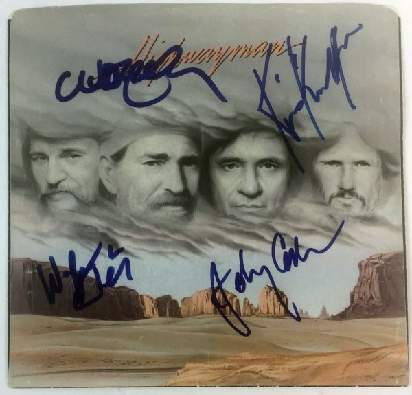 The Highwaymen RARE Group Signed 7-Inch Album Sleeve w/Cash, Jennings, etc. (PSA/DNA)