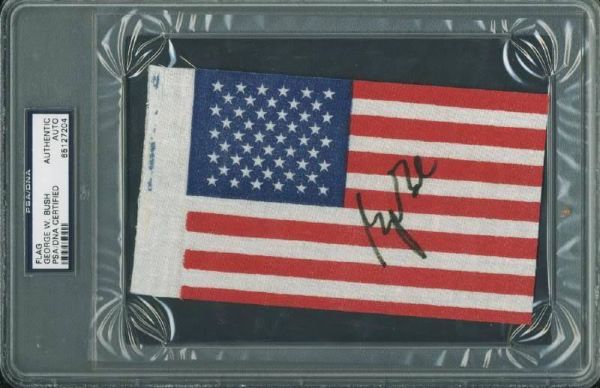 President George W. Bush Signed 3.75" x 6.75" American Flag (PSA/DNA Encapsulated)