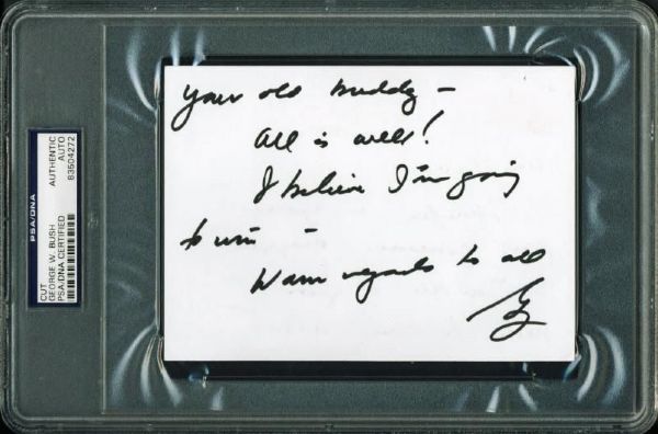 George W. Bush Rare Handwritten & Signed Note on Bush for TX Governor Stationary (PSA/DNA Encapsulated)