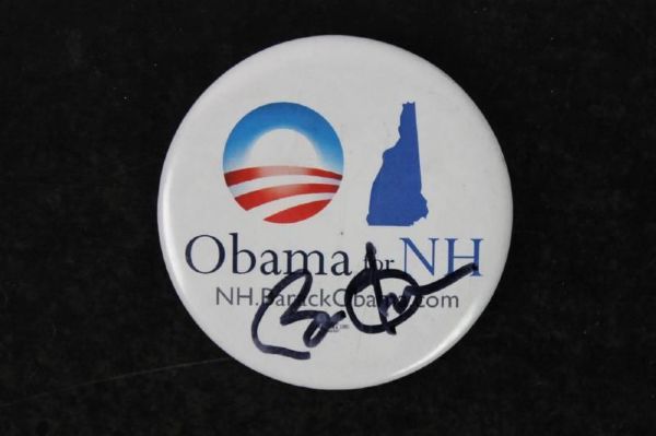 Barack Obama Signed Campaign Pin (PSA/DNA)