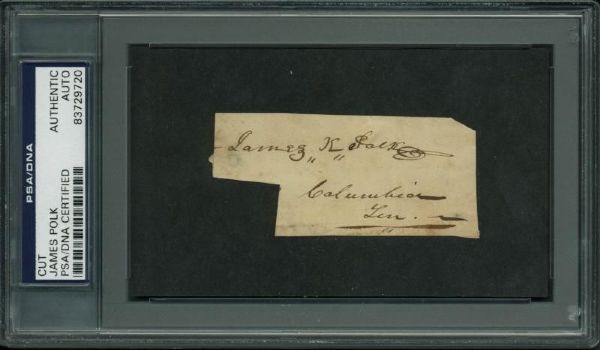 President James K. Polk Autograph Cut (PSA/DNA Encapsulated)