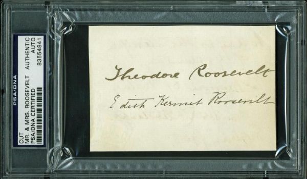 Theodore Roosevelt & Edith Kermit Roosevelt Signed Album Page (PSA/DNA Encapsulated)