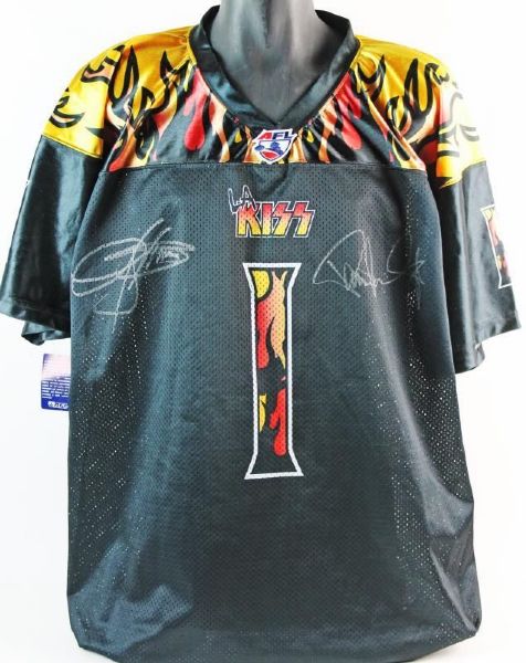 KISS: Gene Simmons & Paul Stanley Signed L.A. Kiss Arena Football Jersey (PSA/DNA)