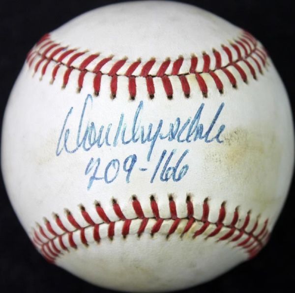 Dodgers: Don Drysdale Signed & Inscribed "209-166" OML Baseball (PSA/DNA)