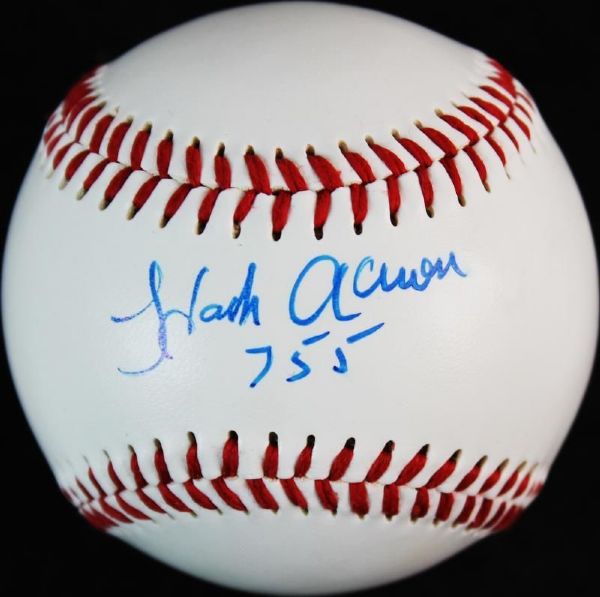 Hank Aaron Signed ONL Baseball w/ "755" Inscription (PSA/DNA)