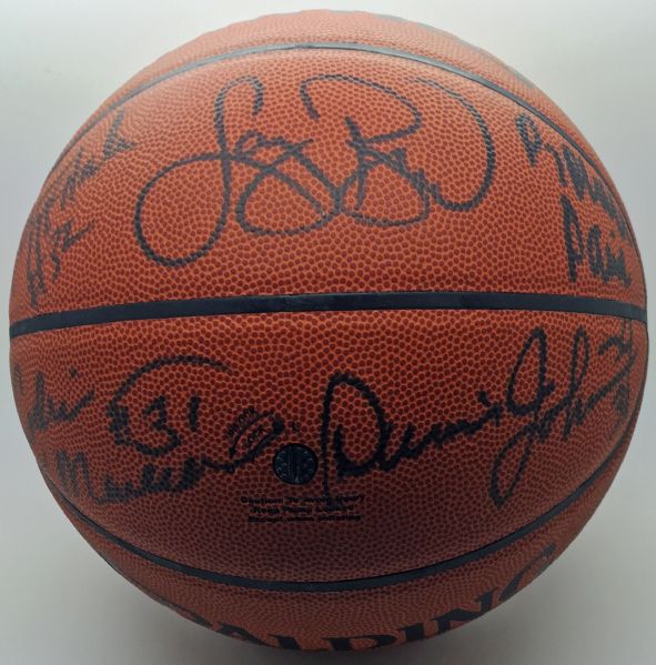 1983-84 World Champion Boston Celtics Team-Signed Basketball w/ Bird, Parish, McHale & Others (JSA)
