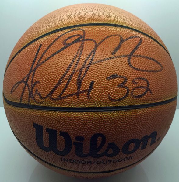 Karl Malone Rare Playing-Era Signed Basketball (JSA)