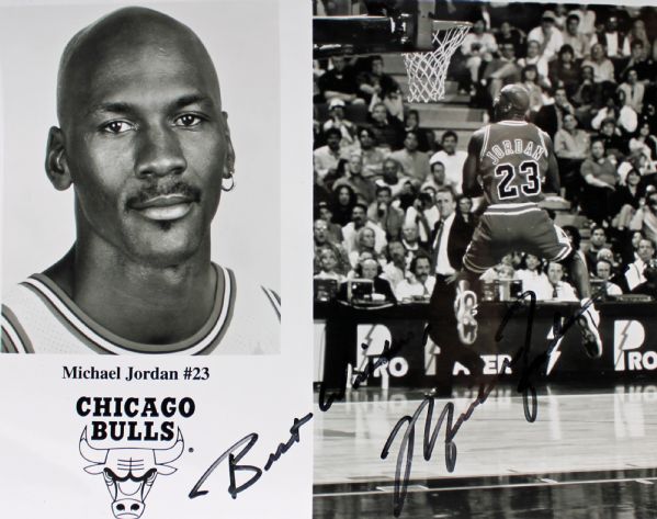 Michael Jordan Vintage Playing-Era Signed 8" x 10" Black & White Promotional Photo (PSA/DNA)