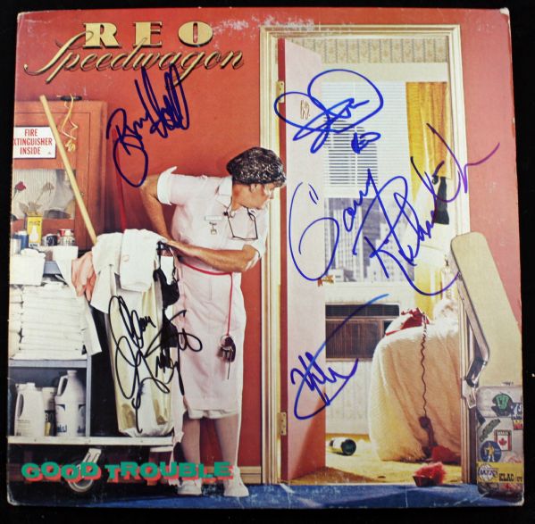 REO Speedwagon Group Signed "Good Trouble" Album (PSA/JSA Guaranteed)