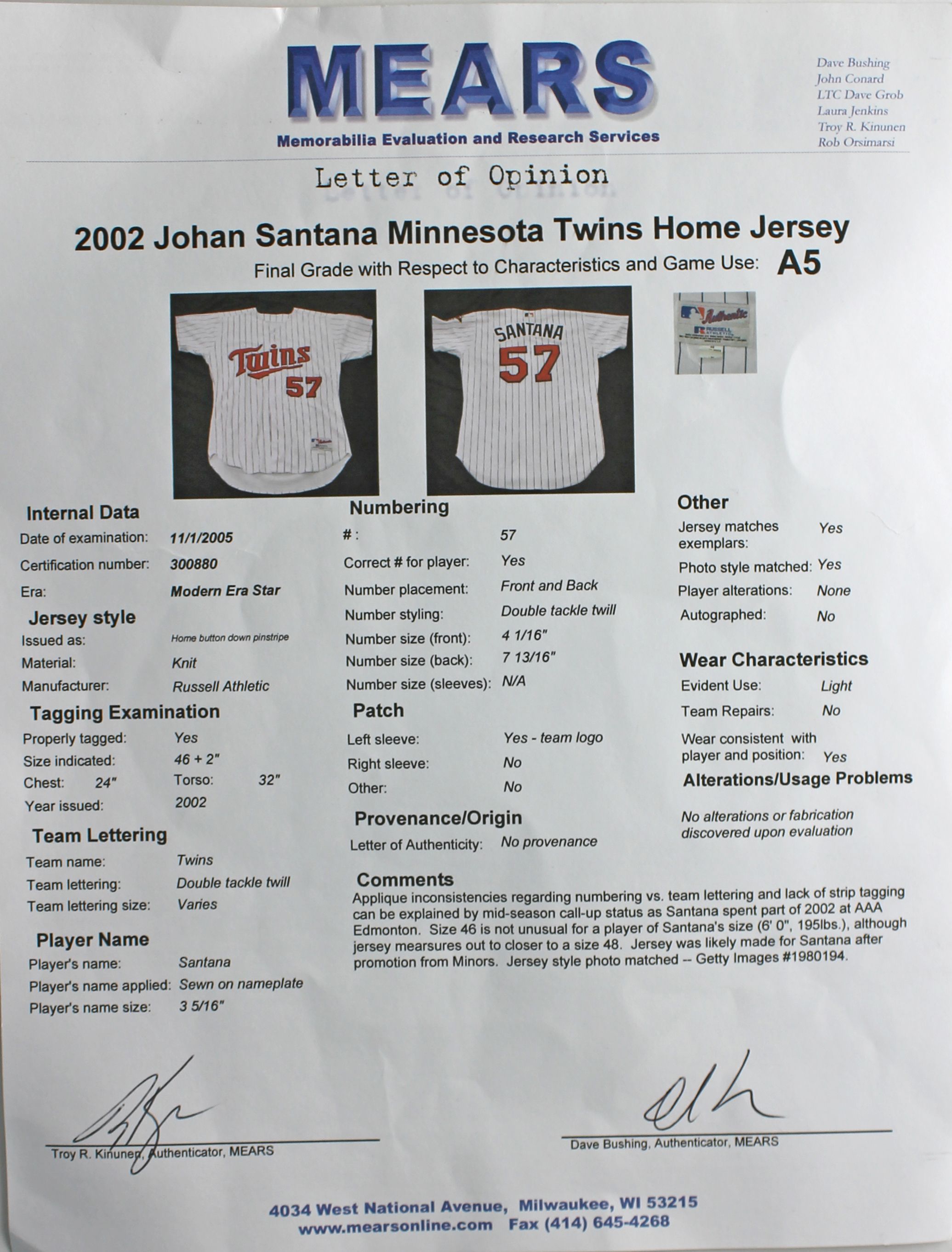 2007 Johan Santana Clubhouse Issued Minnesota Twins Jersey. , Lot  #44081