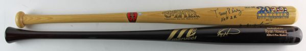 Lot of Two (2) Signed Baseball Bats w/ Ryan Howard & 2000 HOF Class (PSA/JSA Guaranteed)