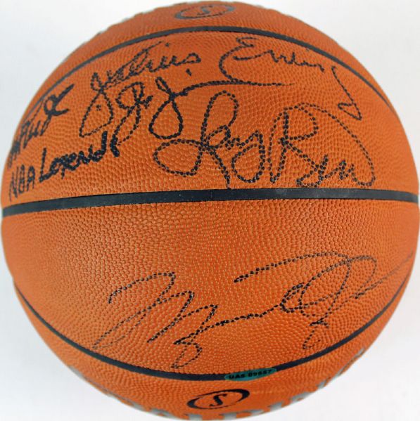 NBA Legends: RARE Multi-Signed Basketball w/ Jordan, Bird, Johnson, and Erving! (PSA/DNA & UDA)