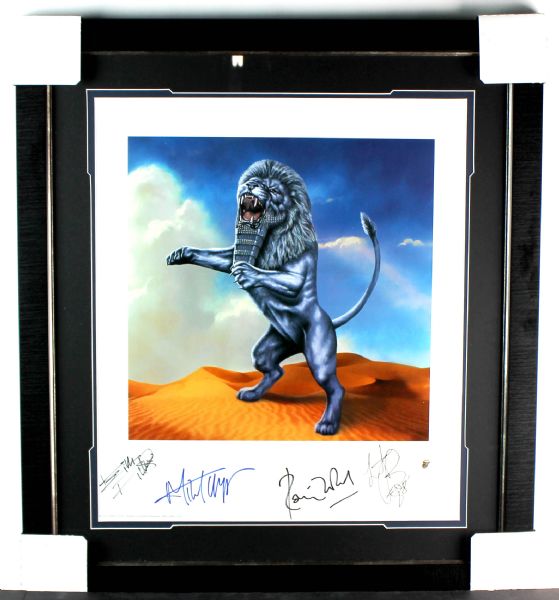 The Rolling Stones Group Signed & Framed 24" x 36" Limited Edition "Bridges to Babylon" Album Art Lithograph (4 Sigs)(PSA/DNA)